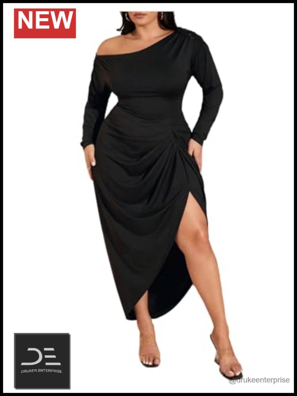 Plus Size Off Shoulder Maxi Dress Long Sleeve Ruched Bodycon